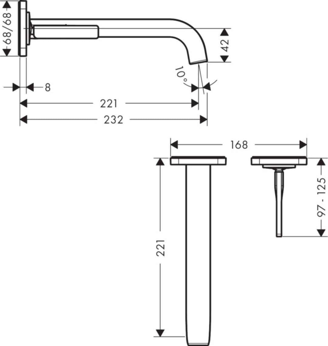 Axor 36106000 Wasserhahn Citterio E Einhebel-Waschtischarmatur Unterputz, Auslauf Länge 220mm, Wandm