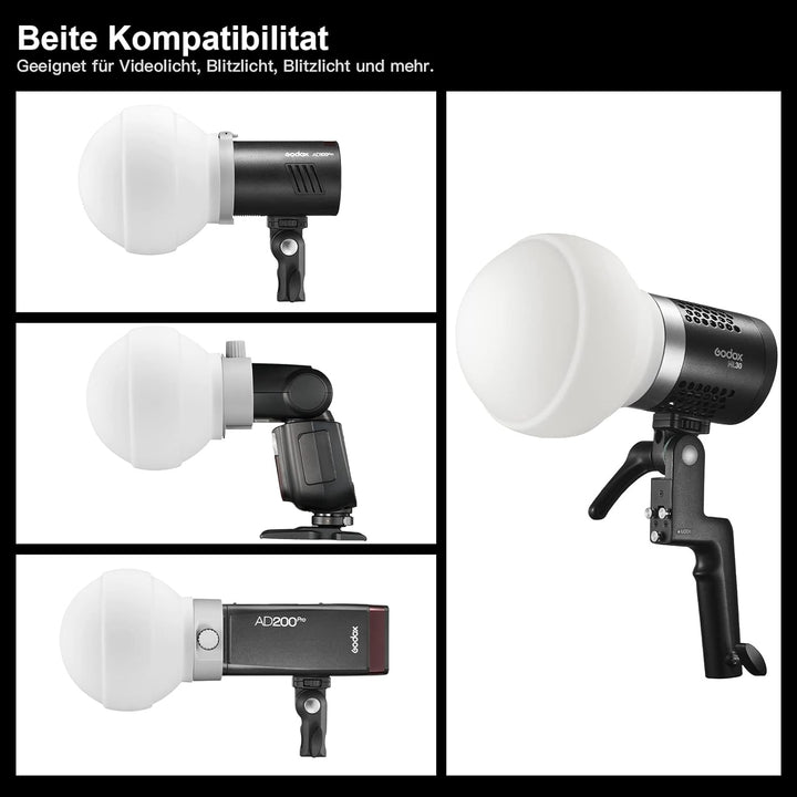 Godox ML-CD15 Diffusionskuppel Kit (3 Adapterringe Enthalten) Faltbares Diffusor Dome,Blitzlichtdiff