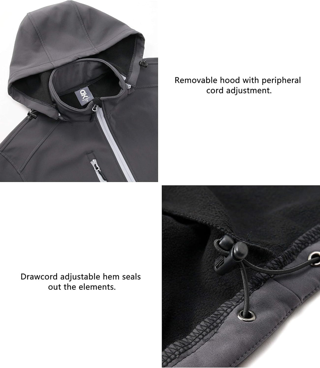 Little Donkey Andy Softshelljacke für Damen mit abnehmbarer Kapuze, Fleecefutter und Wasserabweisend