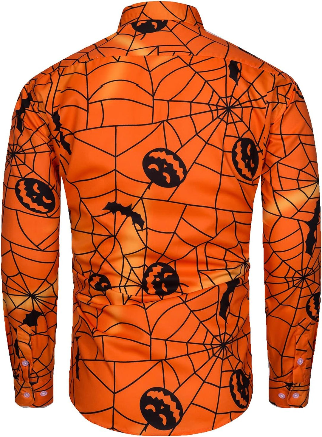 Herren Halloween Hemd Langarm Lustig Funky Kürbis Skull Schädel Druck Kostüm Urlaub Shirt Tops S 203