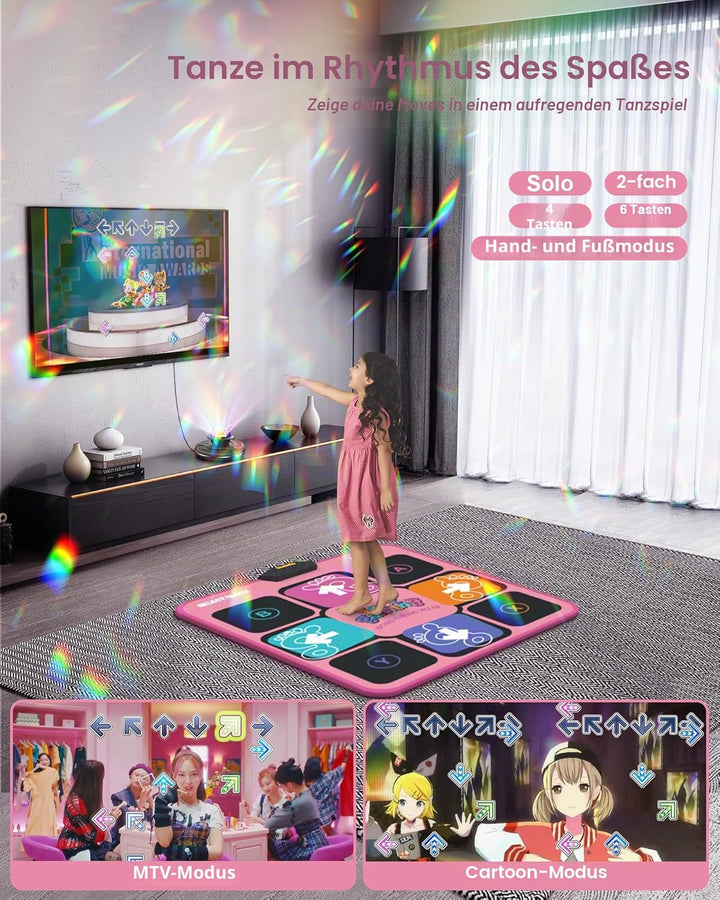 Acelufly Tanzmatte Spielzeug für Mädchen, Wireless Music Electronic Dance Pad für TV mit HD-Kamera,
