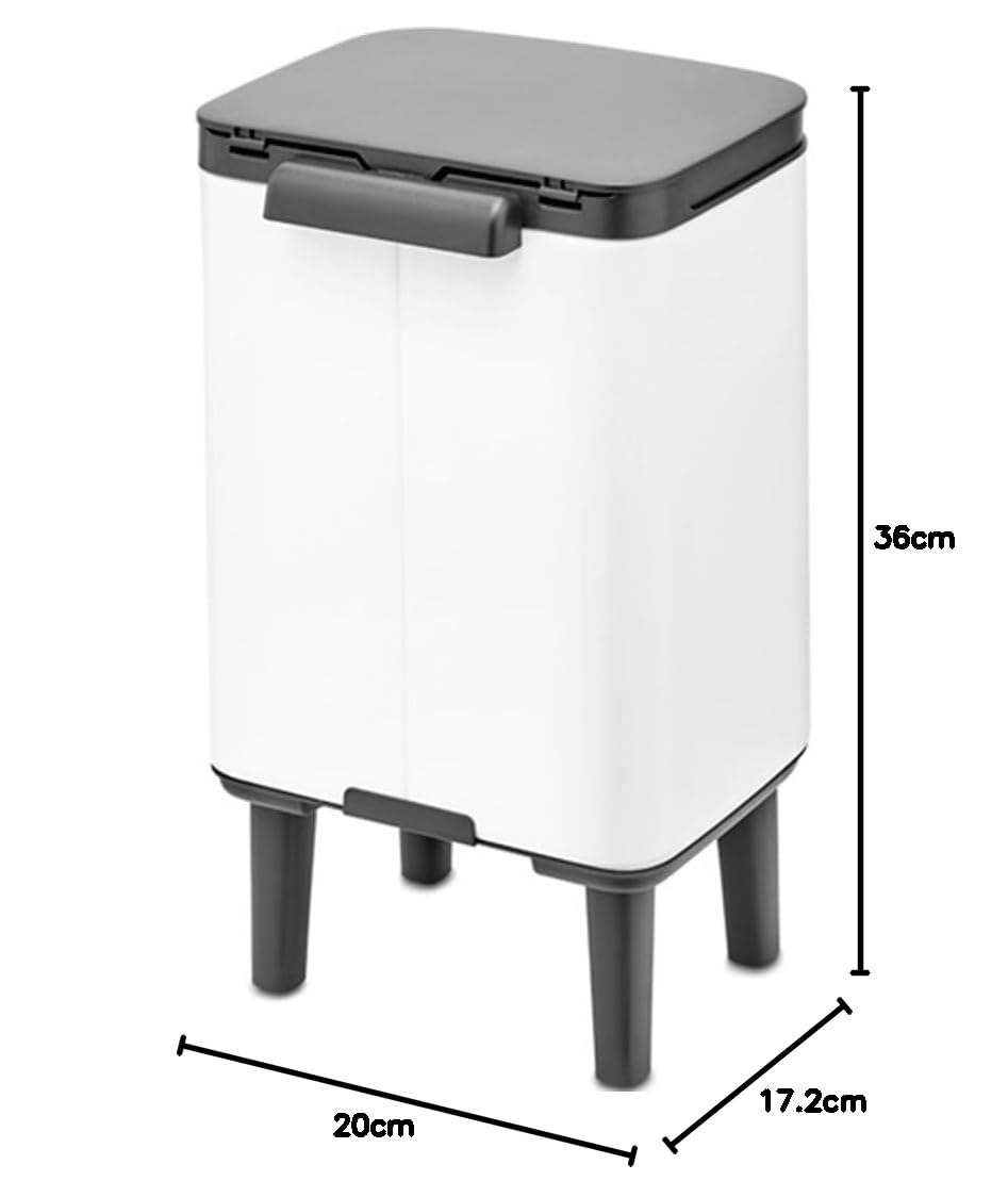 Brabantia - Mülleimer Bo Hi 4L mit Soft-Close-Deckel, herausnehmbarem Inneneimer und Transportgriff