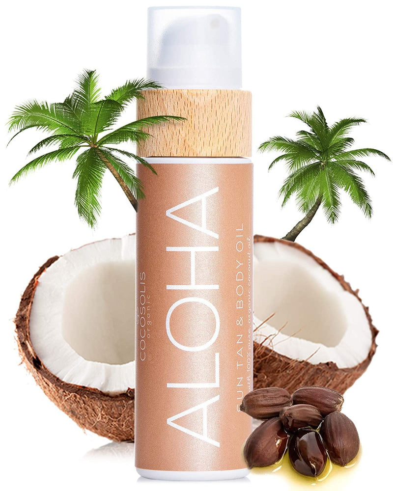 COCOSOLIS ALOHA Bräunungsbeschleuniger – Bio-Bräunungsöl mit Vitamin E & Duft nach Kokos für schnell