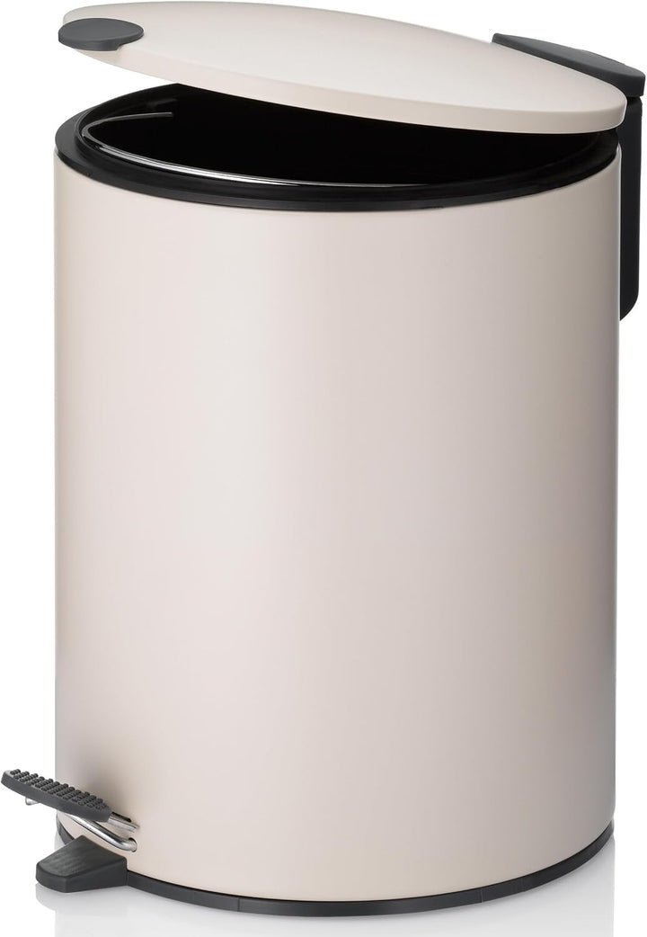 kela Kosmetikeimer 5l beige matt, Silent-Close-Deckel, Tretmülleimer Badezimmer MATS, Badmülleimer m