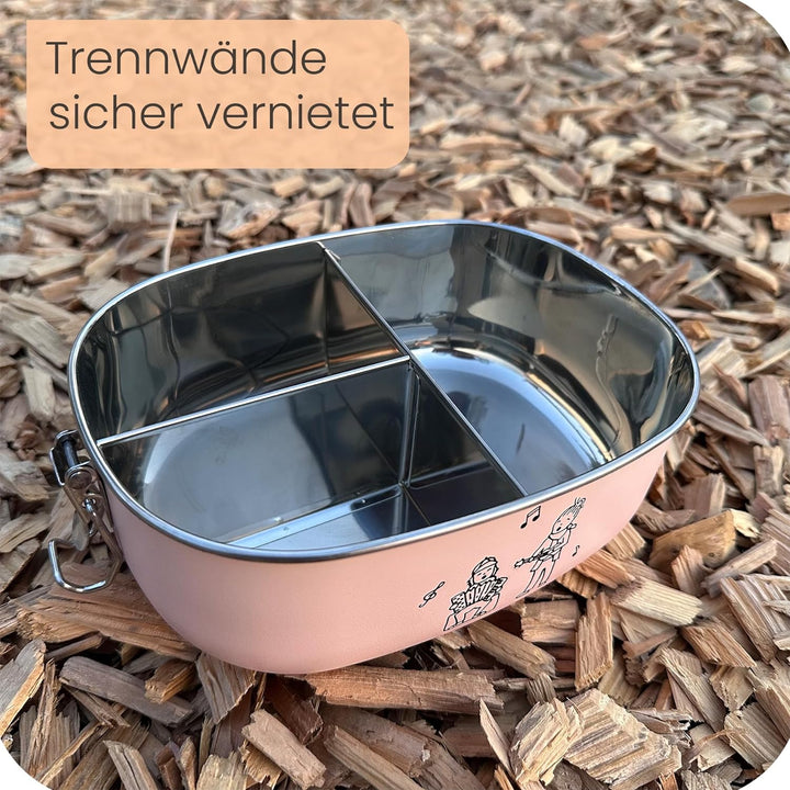 Ringwald Edelstahl Rosa Brotdose Kindergarten Schule gross 1400ml Lunchbox Brotdose Vesperdose Fäche