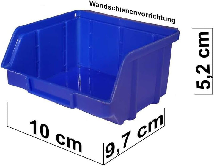90 Stück Stapelboxen blau Gr.1 (102x96x52mm) Kunststoff PP Sichtlagerkästen Stapelkästen mit Aufhäng