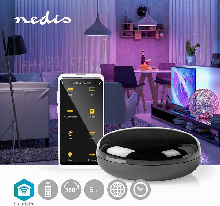 Nedis SmartLife - WLAN IR-Fernbedienung - Universal - Signalreichweite: 5 m - Integriert in die Nedi
