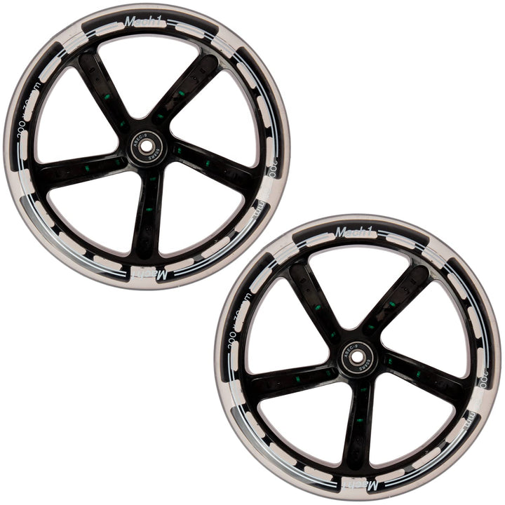 2 Stück 200x30mm Mach1 Kickscooter Rollen-Set inklusive Kugellager + Spacer - Cityroller Ersatz Reif