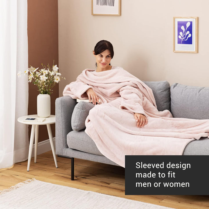 HOMELEVEL Decke mit Ärmeln 200 x 150 cm - XL Kuscheldecke zum Anziehen aus Microfaser - TV Wohndecke