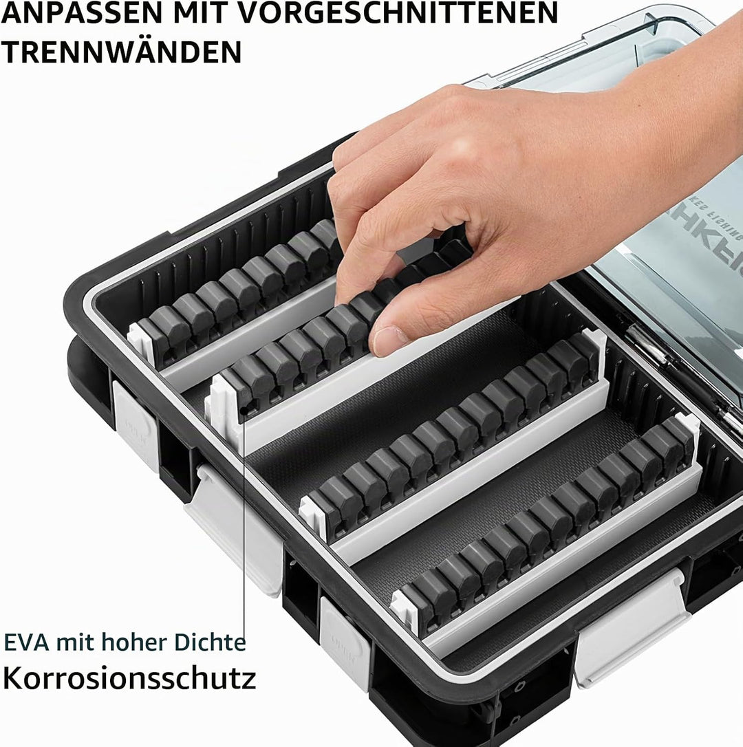 Köderbox Angeln Set, 2 Stück Angelbox 23x16x5 cm, Tackle Box Angeln mit Herausnehmbaren Trennwänden,