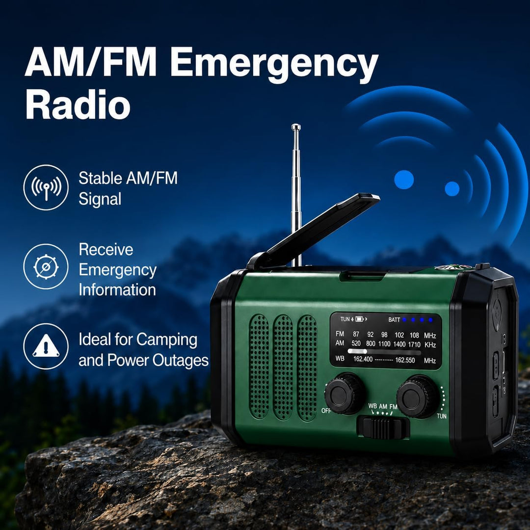 20000 mAh tragbares Notfall-Radio, SOS-Alarm, FM/AM-Radio mit Leselampe, Kompass, Kurbelgenerator un
