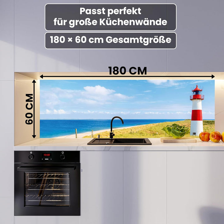 Küchenrückwand Folie Selbstklebend Leuchtturm 180 x 60 cm | Klebefolie - Dekofolie - Spritzschutz fü