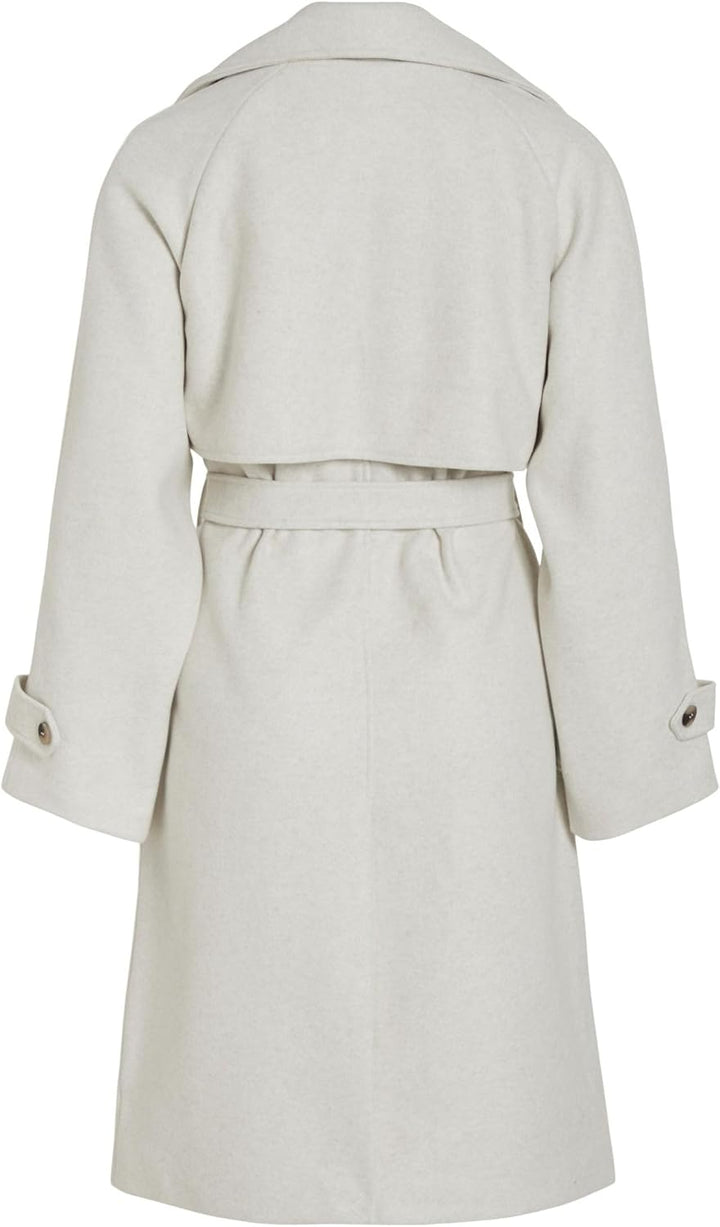 Vila Damen Vilandra L/S Coat/Su Langmantel 42 Super Light Natural Melan, 42 Super Light Natural Mela