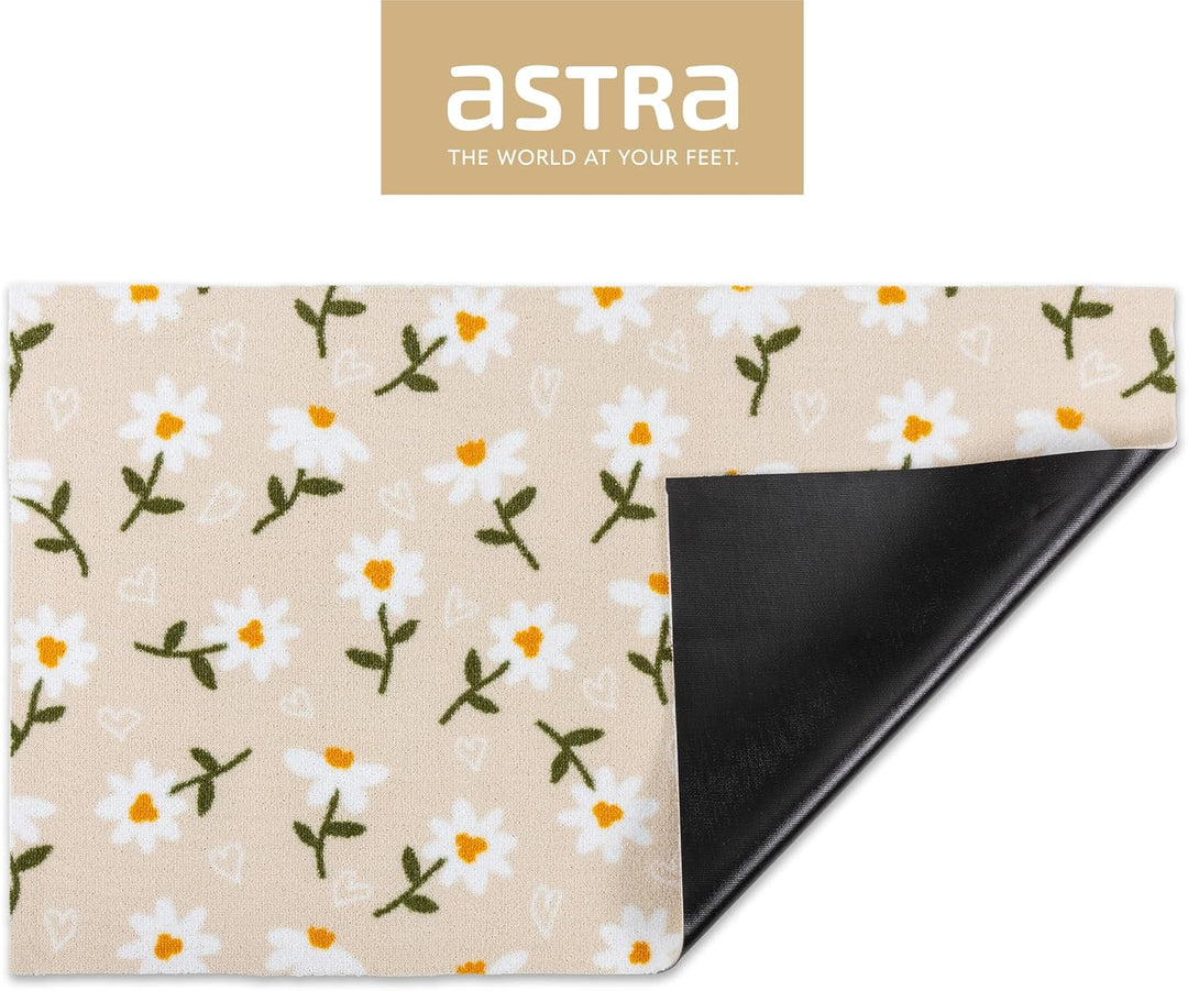 Astra rutschfeste Sauberlaufmatte innen - Gänseblümchen beige 66 x 110 cm - Wohnraum Fussmatte Desig