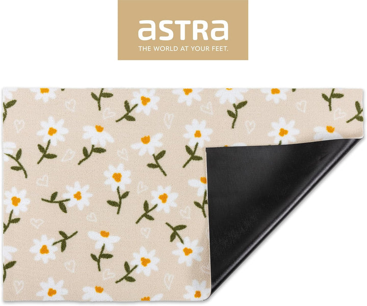 Astra rutschfeste Sauberlaufmatte innen - Gänseblümchen beige 66 x 110 cm - Wohnraum Fussmatte Desig