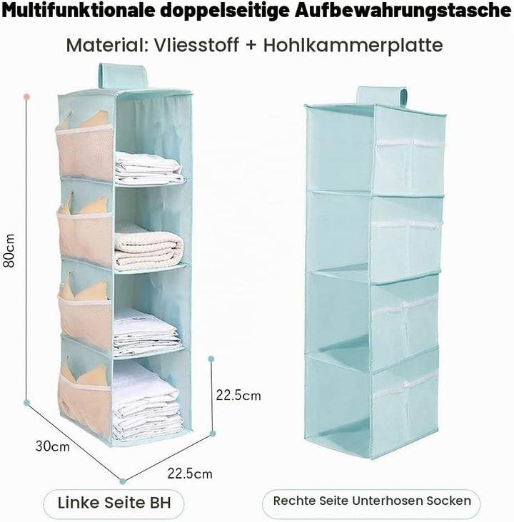 XiXiRan Hängeregal Kleiderschrank, 4 Fächer Hängender Organizer Schrank, mit 12 Netzseitentaschen fü