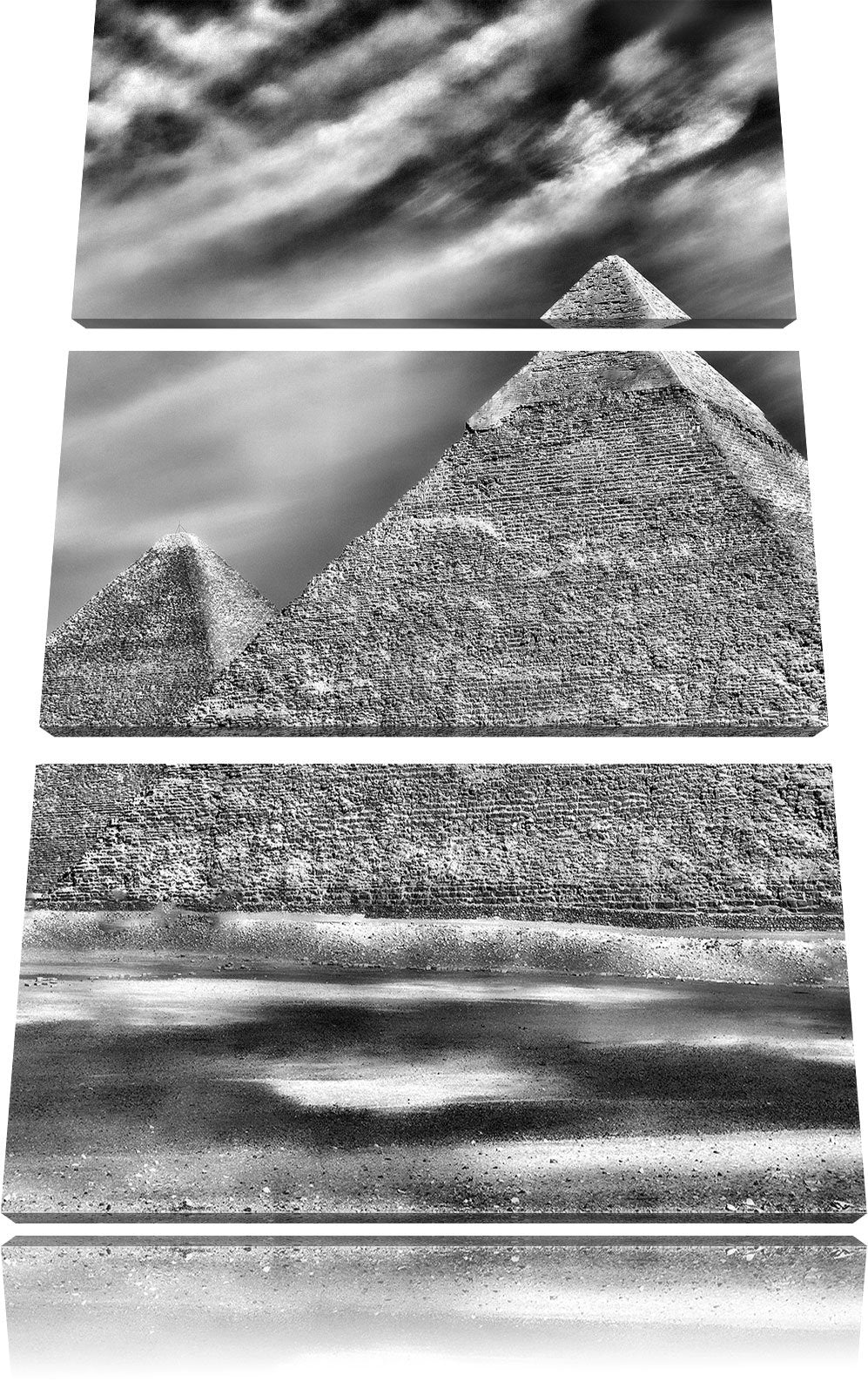 Pixxprint Ägypten Pyramiden als Leinwandbild/Grösse: 3 Teilig (120x80) cm/Wandbild/Kunstdruck/fertig