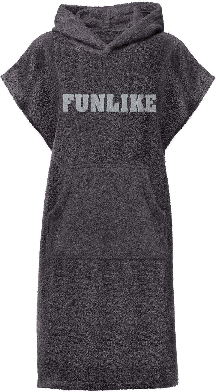 CelinaTex Funlike Poncho mittel 65 x 100 cm anthrazit Baumwolle Badeponcho Frottee Surfponcho Kapuze