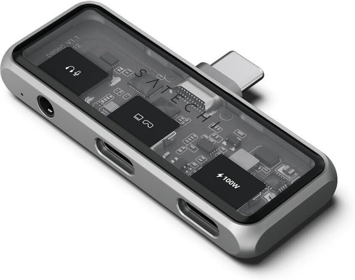 SATECHI USB-C Mobil Hub 4-in-1, 4K HDMI, 100W PD Ladefunktion, 10-Gbit/s-Datenübertragung, 3,5mm Aud