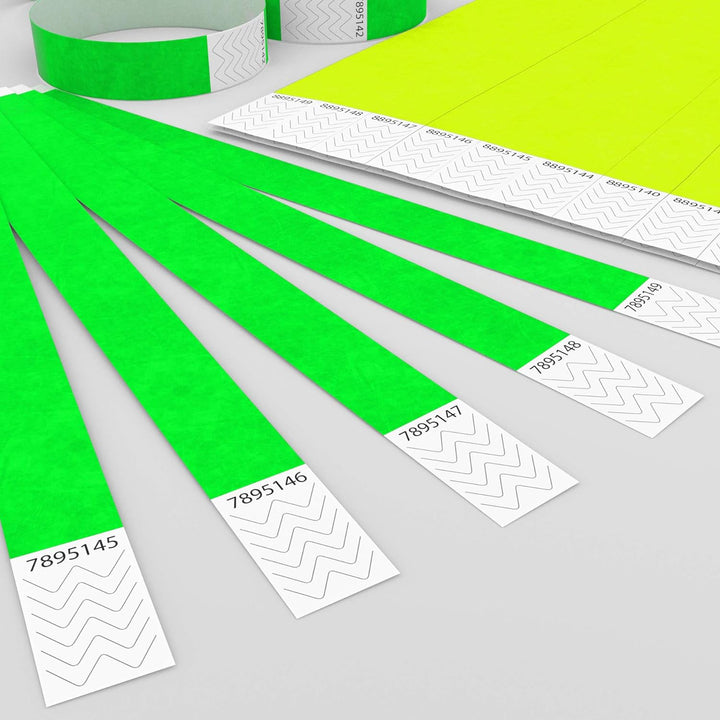 Grün+Gelb Vorteilspack: 2x500 Eintrittsbänder aus Tyvek zum selbst gestalten und bedrucken von GA Ev