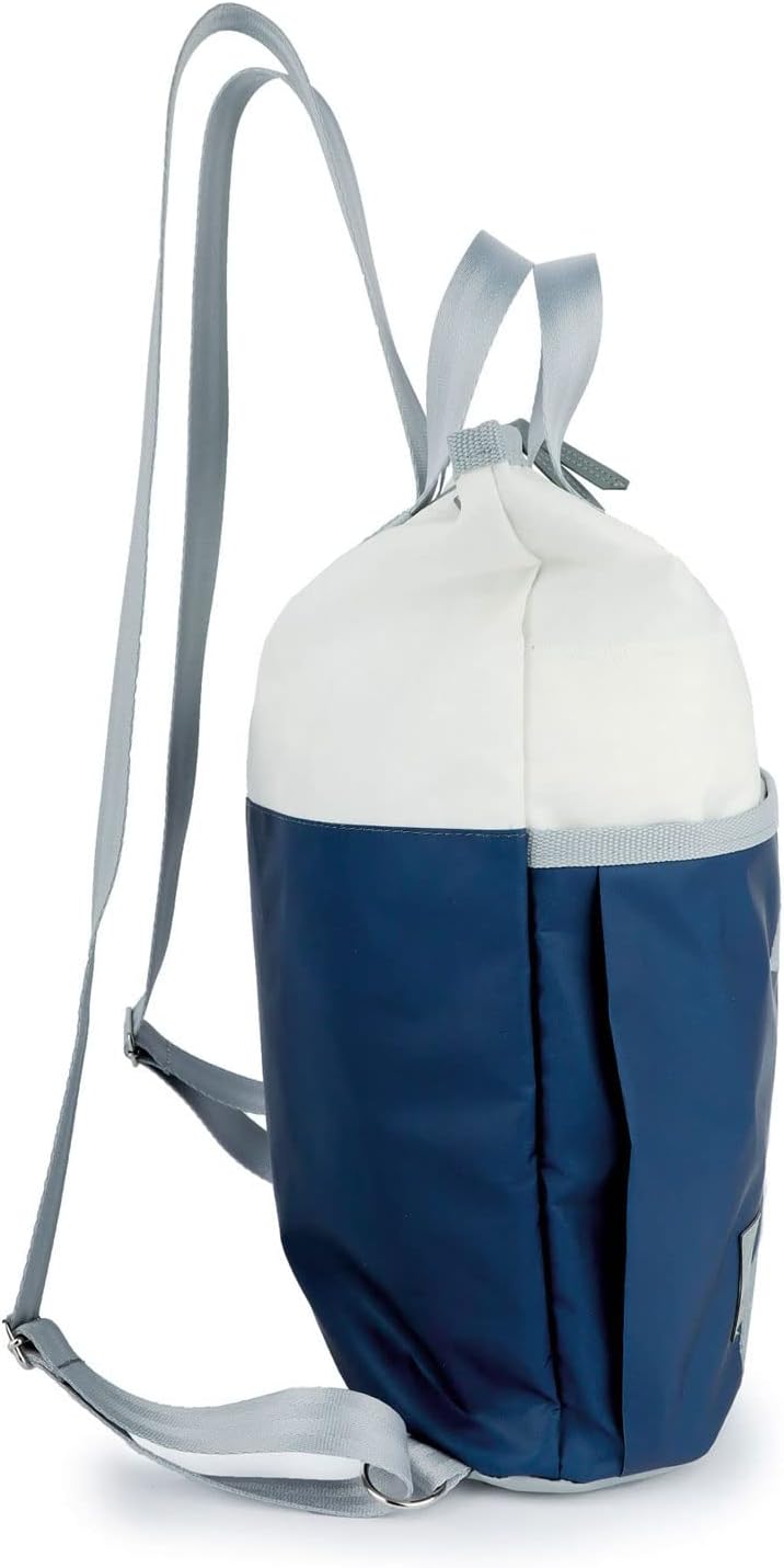 360° Grad Ketsch Mini Rucksack Segeltuch weiss-blau, Zahl grau