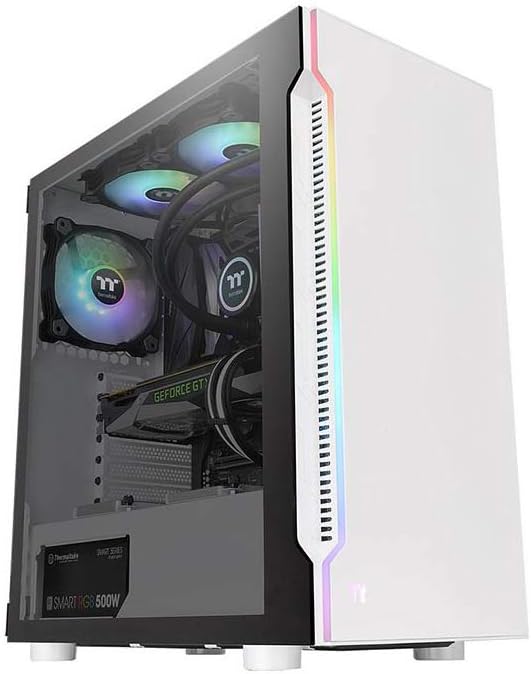 Thermaltake H200 TG RGB ATX PC-Gehäuse | 1 vorinstallierter 120mm Lüfter | Tempered Glass | Weiss