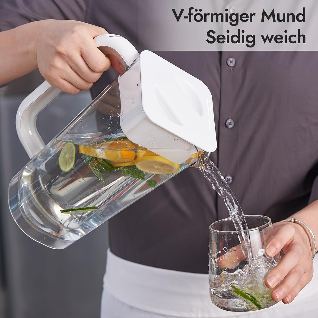 CURTA krug 2liter gefäss mit deckel Wasserkrug Mit Deckel Mit Griff mit Skala, Für kühlschrank, Tee,