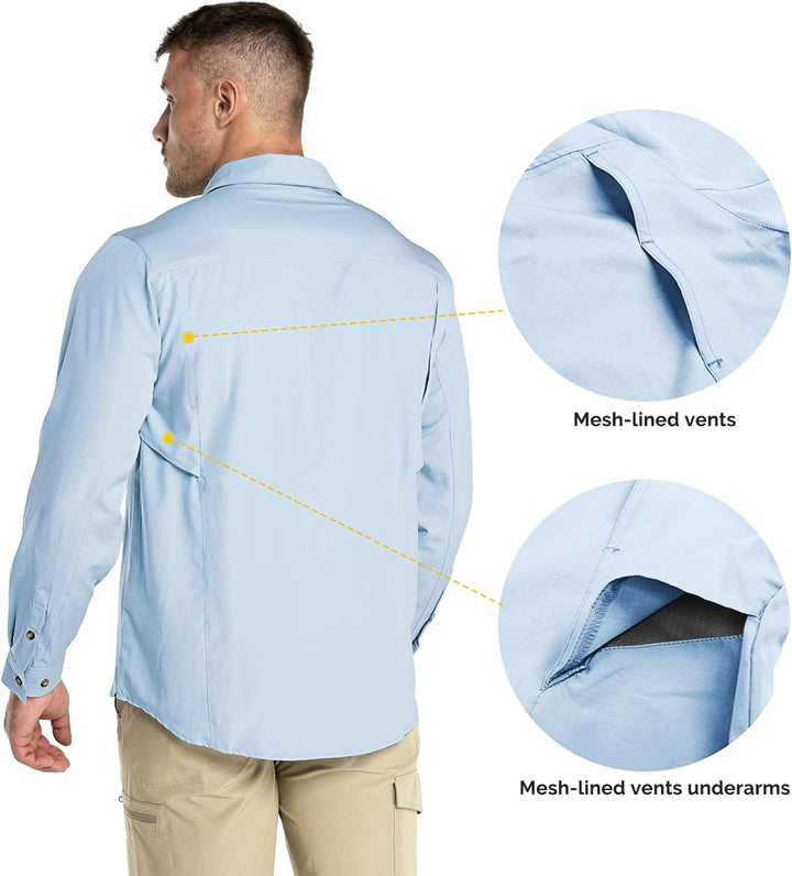 Outdoor Ventures Hemd Herren Freizeithemd Langarm Outdoor Shirt Atmungsaktive Schnell Trocknende Fun