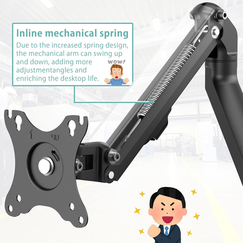 WORLDLIFT Pfostenhalterung für Bildschirme mit mechanischer Feder, einfache VESA-Befestigung für 17"