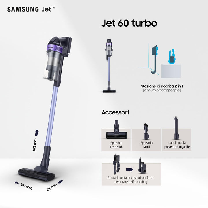 Samsung Kabelloser Staubsauger Jet 60 Turbo VS15A6031R4/ET, beutellos, Leistung 150 W, bis zu 40 Min