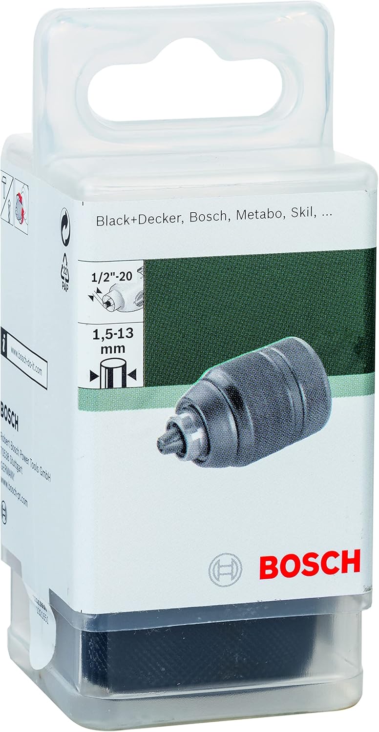 Bosch Accessories Schnellspannbohrfutter (2 Hülsen, Spannbereich 1.5 - 13 mm, Aufnahme 1/2 Zoll - 20