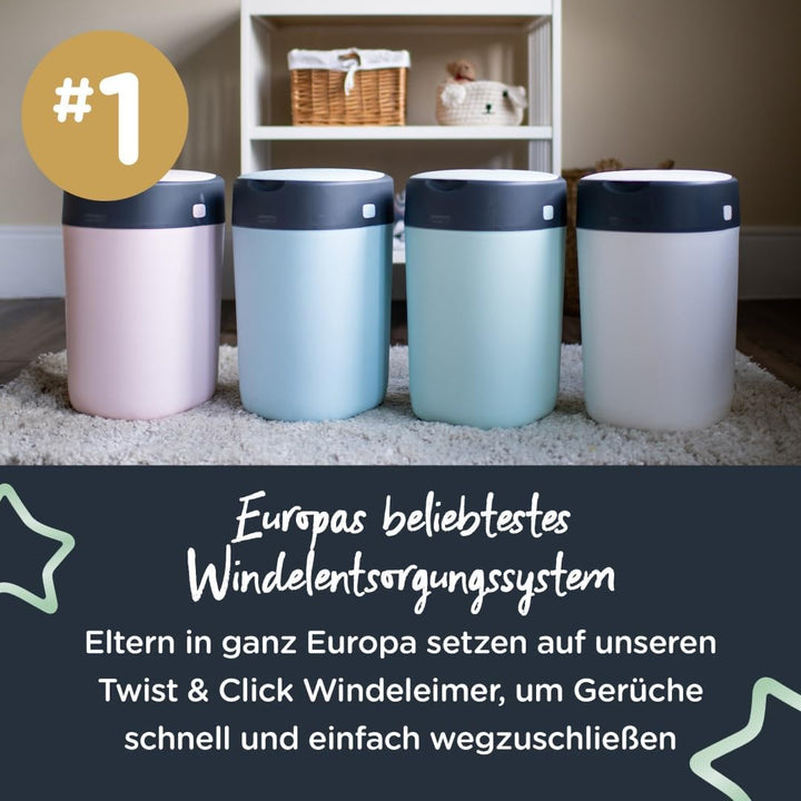 Tommee Tippee Windeleimer Nachfüllkassetten für Twist & Click, nachhaltiger antibakterieller GREENFI