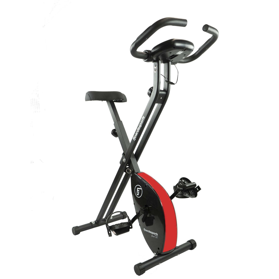 Fjoerdesports faltbarer Fahrradtrainer, Heimtrainer, Fitnessfahrrad LCD Trainingscomputer, klappbare