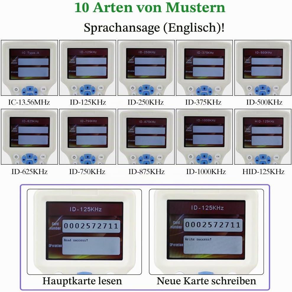 OBO HANDS Englisch RFID NFC Kopierer Leser Schriftsteller Duplizierer 10 Frequenz Programmierer mit