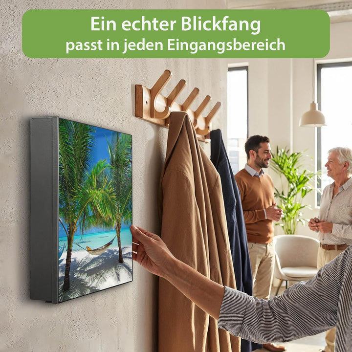 banjado Grosser Schlüsselkasten Glas - Schlüsselbox 30x30cm mit 50 Haken - Schlüsselkasten modern fü