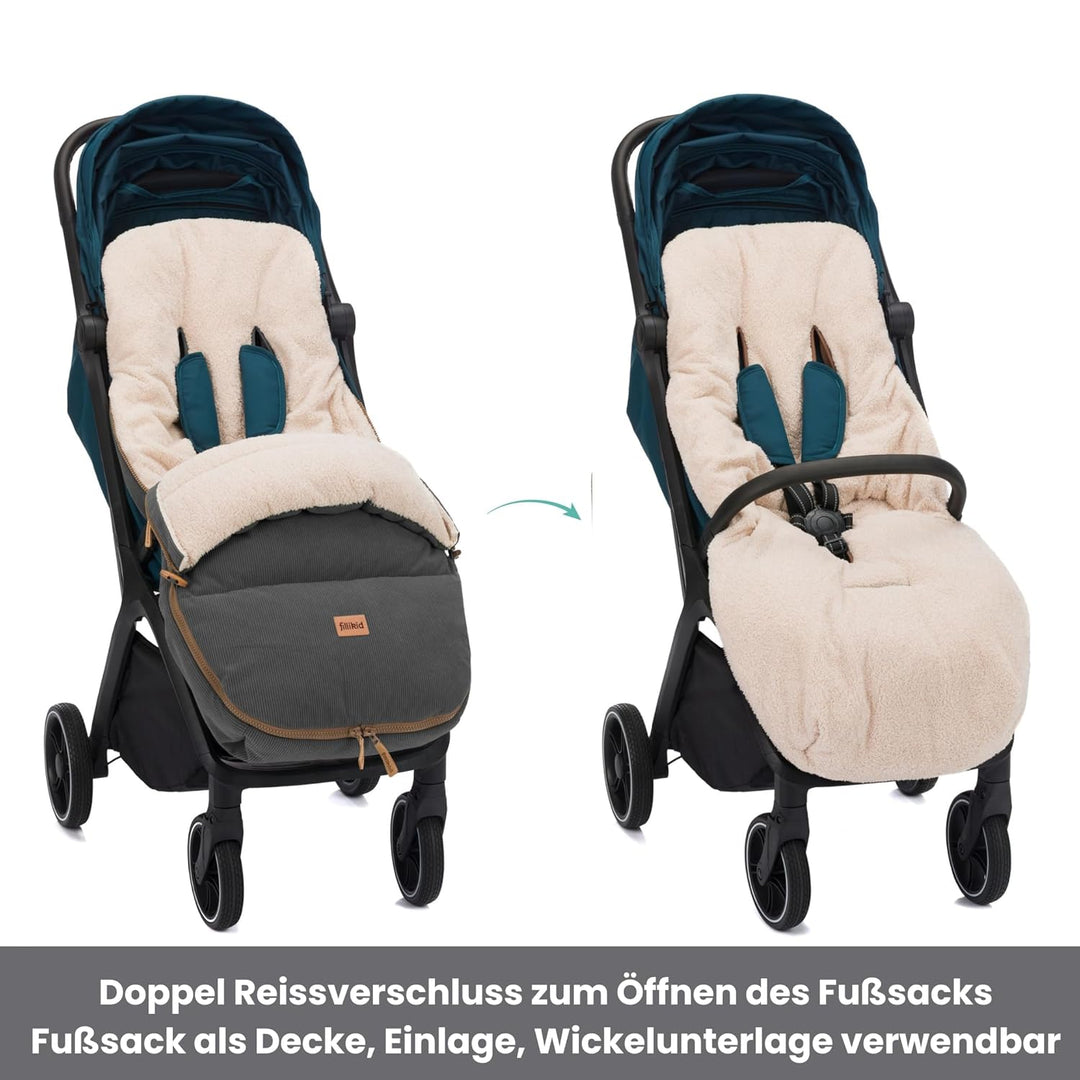 Fillikid Winterfusssack Kinley Exklusiv | warmer Babyfusssack mit Coral Fleece | wind- & wasserabwei