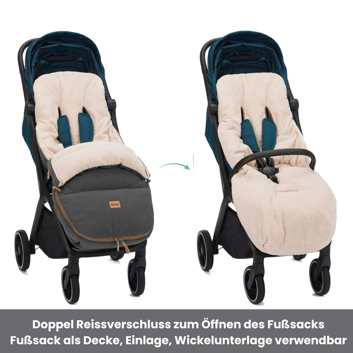 Fillikid Winterfusssack Kinley Exklusiv | warmer Babyfusssack mit Coral Fleece | wind- & wasserabwei
