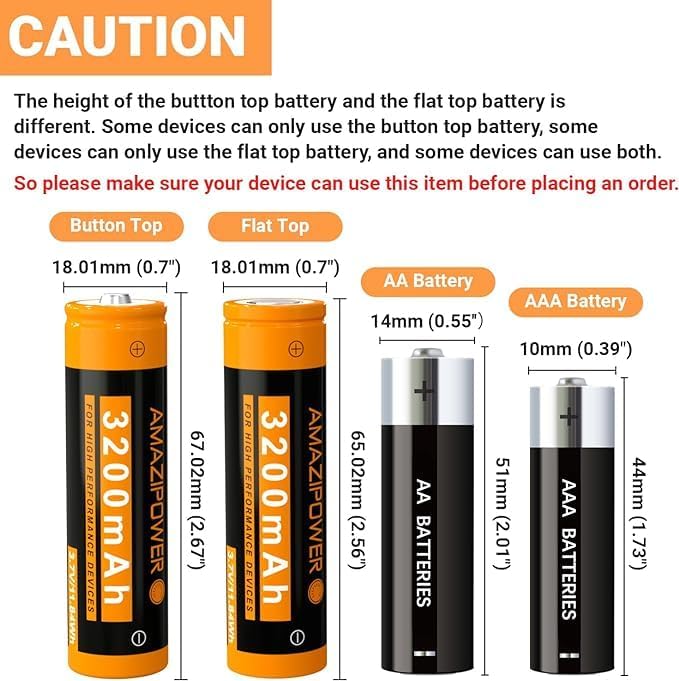 3,7 Volt Wiederaufladbarer Akku，3200mAh NiMH Batterie Hohe Kapazität Batterien für LED Stirnlampe,Fe