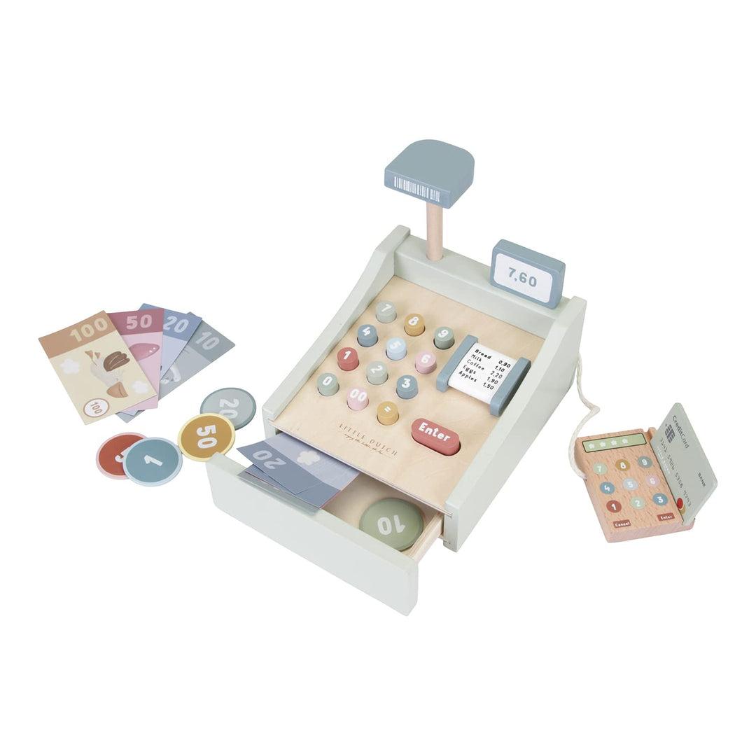 Little Dutch FSC Holz Spielkasse mit Scanner und Zubehör (Mint), Mint