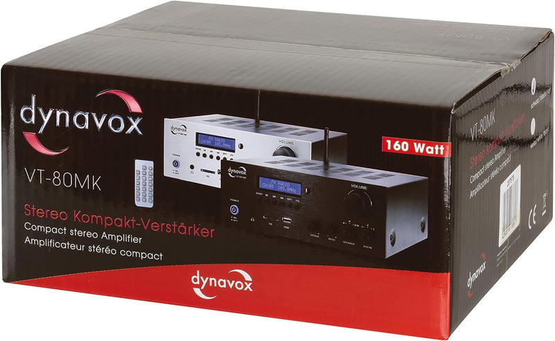 Dynavox Stereo Kompakt-Verstärker VT-80 MK, 4 schraubbare Lautsprecher-Anschlüsse, Fernbedienung für