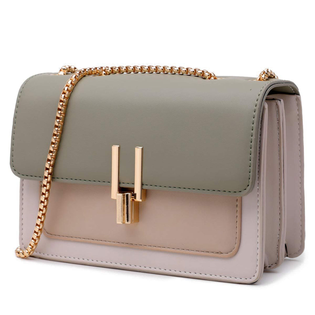 Umhängetasche Damen Leder Kette Schulterriemen Designer Handtaschen Color-Blocking Mode Tasche Schul