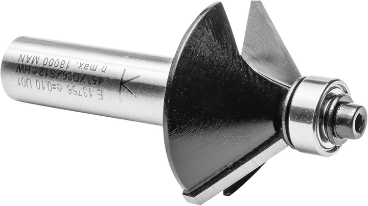ENT 13766 Fasefräser HW, Schaft (S) 12 mm, Durchmesser (D) 36 mm, NL 11,6 mm, E 45°, SL 40 mm, mit K