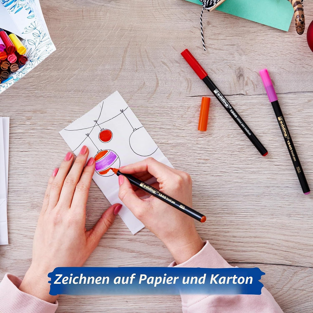 edding 1300 Fasermaler medium - mehrfarbig - 40 Stifte - Rundspitze 2 mm - Filzstift zum Zeichnen un