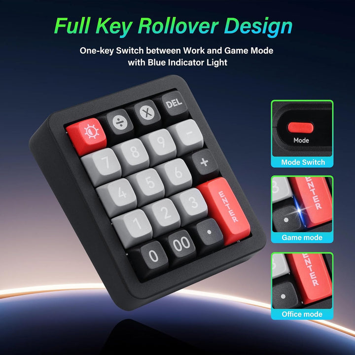 SinLoon Mechanischer Nummernblock – 19 Makro-Tasten, Vollständig Hot-Swap-fähige Switches, 12 RGB-Mo