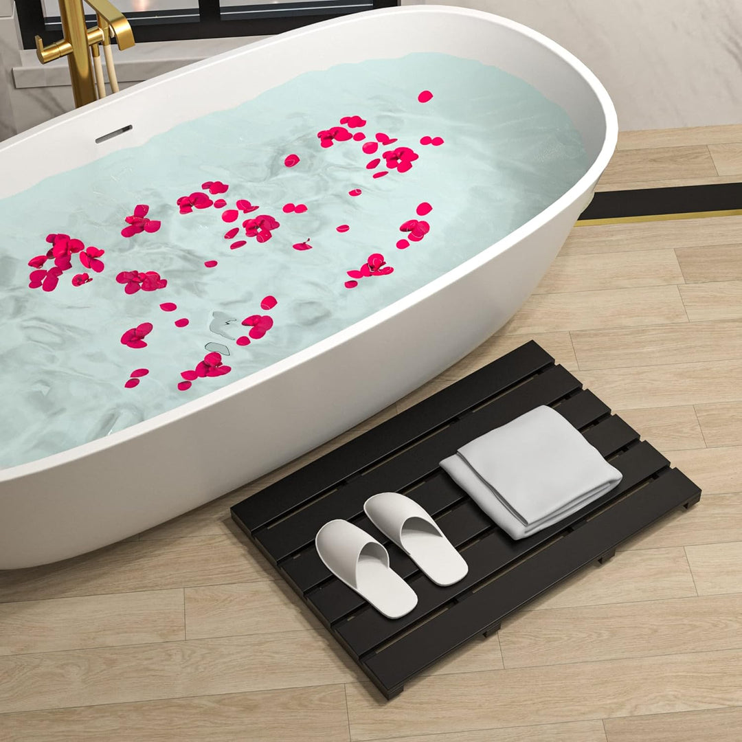 Badematte für Badezimmer Luxus Dusche - Rutschfest Bambus Holz Wasserdicht Bodenmatte für Innen oder