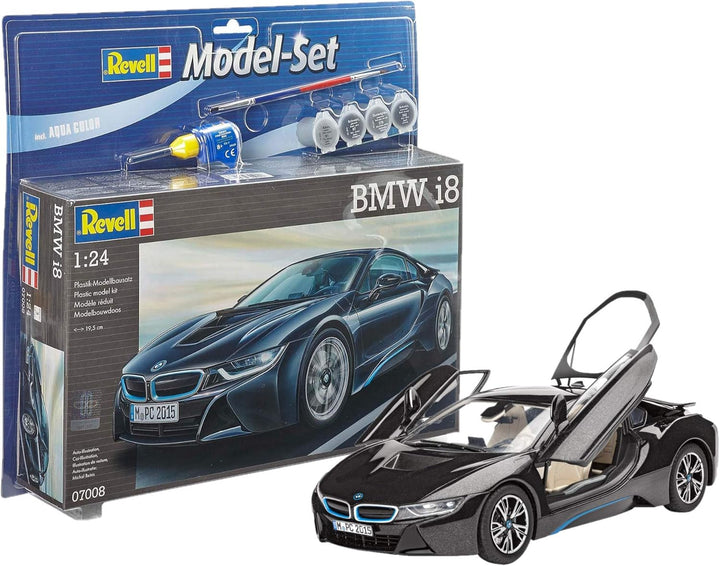 Revell Modellbausatz Auto 1:24 - BMW i8 im Massstab 1:24, Level 4, originalgetreue Nachbildung mit v