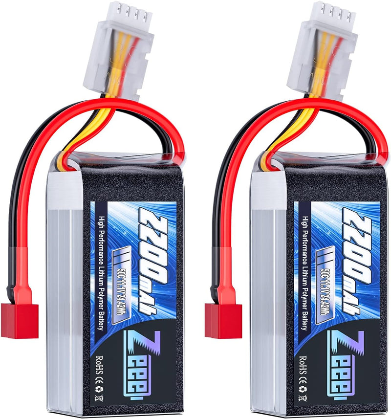 Zeee 3S Lipo Akku 50C 2200mAh 11,1V Kurze RC Batterie mit Deans T Stecker für RC-Autos, LKWs, Fahrze