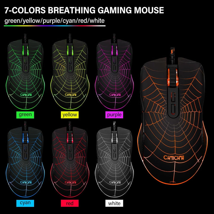 CHONCHOW Kabelgebundene Gaming-Tastatur und -Maus für Mac PC PS5 PS4 Xbox One Gamer, RGB-Hintergrund