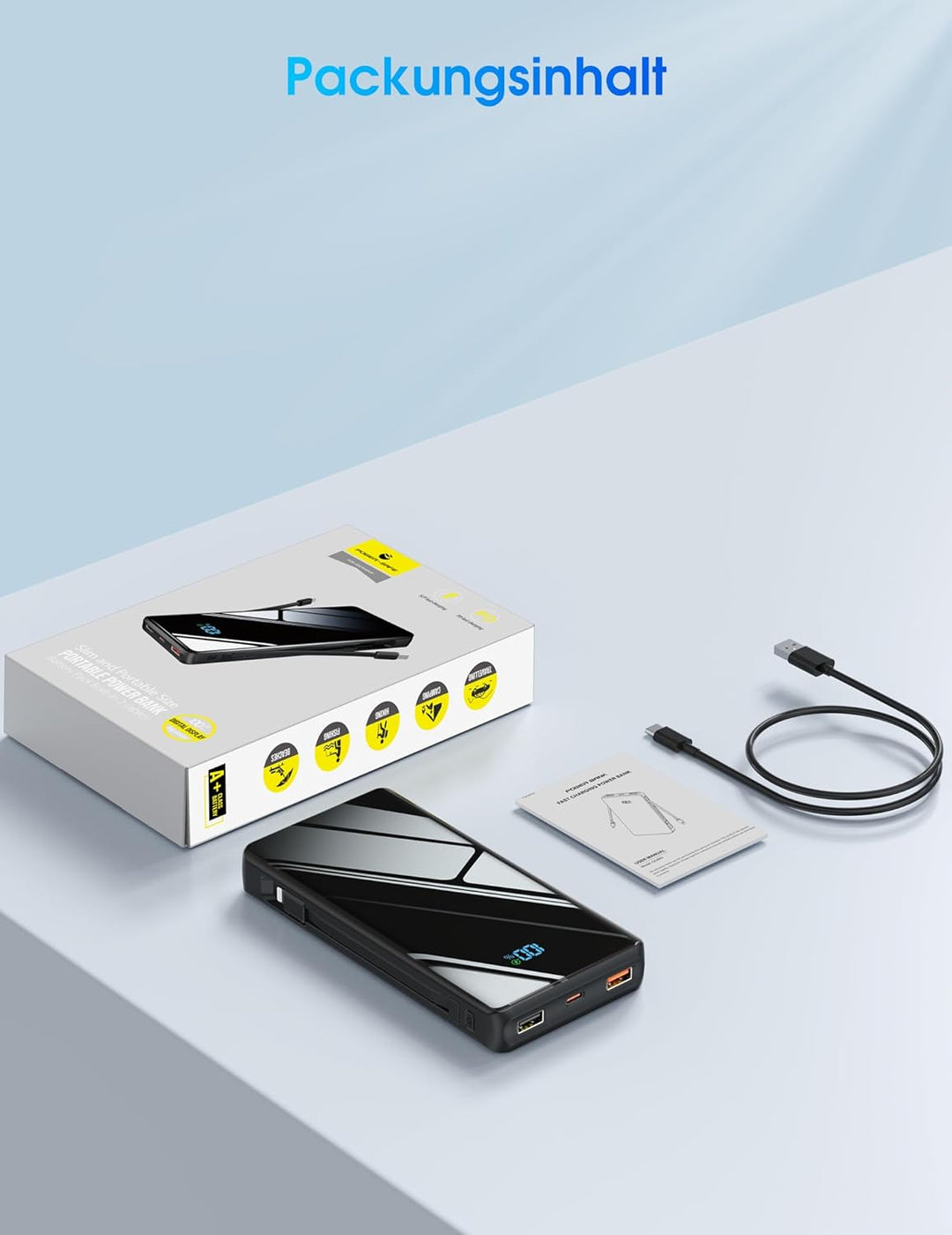 Powerbank 20000mAh Power Bank USB C 20W SCP 22.5W Portable Schnellladefunktion Tragbares Ladegerät m