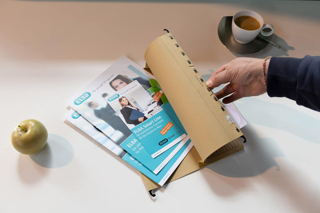 Elba Taschenhefter A4, Hängehefter und Tasche, Recycling-Karton, naturbraun, 25 Stück 25er Pack Tasc